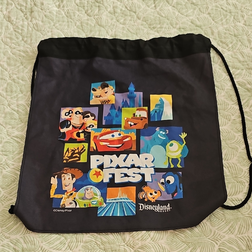 Disney Pixar Fest Black Drawstring Backpack